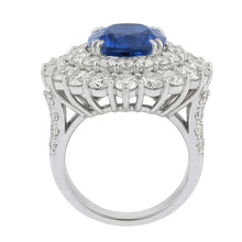 Afbeelding in Gallery-weergave laden, 9.75 Karaat Sri Lanka Blauwe Saffier Natuurlijke uit de aarde gewonnen Diamanten Jubileumring Witgoud