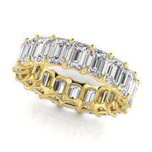 Afbeelding in Gallery-weergave laden, Briljant Trap Slijpvorm Eternity Band in 14K Geelgoud – zijaanzicht