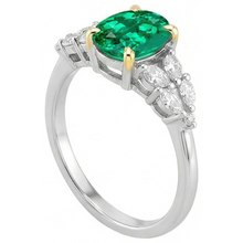 Afbeelding in Gallery-weergave laden, Sieraadsteen Ring Bicolor 14K Goud met Colombiaanse Smaragd – hoekaanzicht