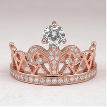 Afbeelding in Gallery-weergave laden, Aangepaste Sieraden Kroonstijl Ronde Echt Diamanten Ring