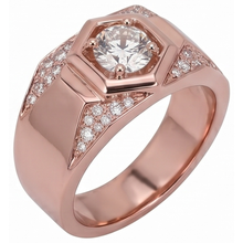 Afbeelding in Gallery-weergave laden, Aangepaste Sieraden Voor Mannen Rose Gold 14K Ronde Echt Diamanten Band