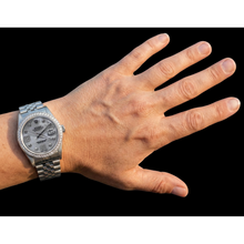 Afbeelding in Gallery-weergave laden, Aangepaste Natuurlijke echte diamant ( niet in het laboratorium gekweekt )en rand Dweil wijzerplaat Rolex datejust herenhorloge roestvrijstalen armband snel ingesteld