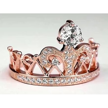 Afbeelding in Gallery-weergave laden, Aangepaste Sieraden Kroonstijl Ronde Echt Diamanten Ring