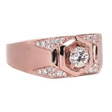 Afbeelding in Gallery-weergave laden, Aangepaste Sieraden Voor Mannen Rose Gold 14K Ronde Echt Diamanten Band