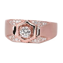 Afbeelding in Gallery-weergave laden, Aangepaste Sieraden Voor Mannen Rose Gold 14K Ronde Echt Diamanten Band
