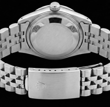 Afbeelding in Gallery-weergave laden, Aangepaste diamanten rand Dweil wijzerplaat Rolex datejust herenhorloge roestvrijstalen armband snel ingesteld
