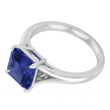 Afbeelding in Gallery-weergave laden, Adelaarsklauw Solitaire Asscher Geslepen Ring Gespleten Schacht Blauwe saffier 1,50 karaat