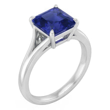 Afbeelding in Gallery-weergave laden, Adelaarsklauw Solitaire Asscher Geslepen Ring Gespleten Schacht Blauwe saffier 1,50 karaat