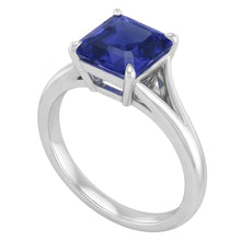 Afbeelding in Gallery-weergave laden, Adelaarsklauw Solitaire Asscher Geslepen Ring Gespleten Schacht Blauwe saffier 1,50 karaat