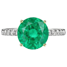Afbeelding in Gallery-weergave laden, Fijne Smaragd Sieraadsteen Ring 3,50-karaat Bicolor 14K Goud – vooraanzicht