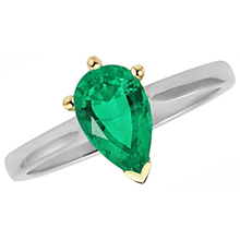 Afbeelding in Gallery-weergave laden, Gekleurde Steen Ring Bicolor 14K Goud met Fijne Smaragd – hoekaanzicht