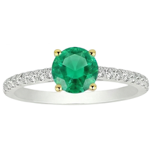 Afbeelding in Gallery-weergave laden, Fijne Smaragd Sieraadsteen Ring 2 karaat Bicolor 14K Goud – zijaanzicht