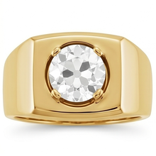 Afbeelding in Gallery-weergave laden, Antiek Cushion Herenring – Diamant 2 karaat 10K Yellow Gold