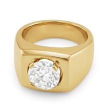 Afbeelding in Gallery-weergave laden, Antiek Cushion Herenring – Diamant 2 karaat 10K Yellow Gold