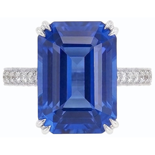 Afbeelding in Gallery-weergave laden, Antieke Stijl IGI GECERTIFICEERDE Diamanten Ring Smaragd Blauwe Saffier 8 Karaat Pavé Accenten