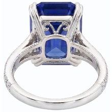 Afbeelding in Gallery-weergave laden, Antieke Stijl IGI GECERTIFICEERDE Diamanten Ring Smaragd Blauwe Saffier 8 Karaat Pavé Accenten