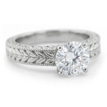 Afbeelding in Gallery-weergave laden, Antieke Stijl Natuurlijke uit de aarde gewonnen Diamanten Solitaire 2.50 Karaat Trouwring 14K Witgoud