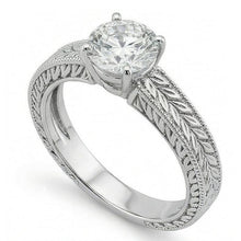 Afbeelding in Gallery-weergave laden, Antieke Stijl Natuurlijke uit de aarde gewonnen Diamanten Solitaire 2.50 Karaat Trouwring 14K Witgoud