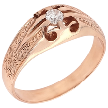 Afbeelding in Gallery-weergave laden, Antieke Stijl Zigeuner Heren Natuurlijk Diamanten Ring 0,50 Karaat Filigraan