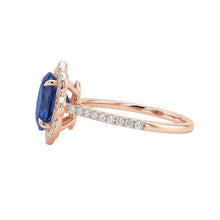 Afbeelding in Gallery-weergave laden, Antieke Stijl Halo IGI GECERTIFICEERDE Diamanten Ring Bloem Stijl Blauwe Saffier 6.20 Karaat