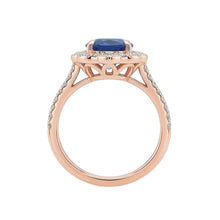 Afbeelding in Gallery-weergave laden, Antieke Stijl Halo IGI GECERTIFICEERDE Diamanten Ring Bloem Stijl Blauwe Saffier 6.20 Karaat