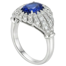 Afbeelding in Gallery-weergave laden, Antieke Stijl Blauwe Saffier IGI GECERTIFICEERDE Diamanten Damesring 8.75 Karaat