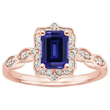Afbeelding in Gallery-weergave laden, Antieke stijl blauwe saffier Natuurlijke echte diamanten ( niet in een laboratorium gekweekt ) ring 3 karaat edelsteen