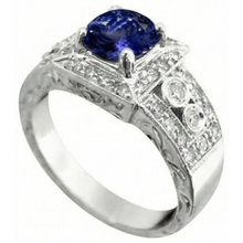 Afbeelding in Gallery-weergave laden, echte round tanzaniet 2.79karaat ring close-up detail
