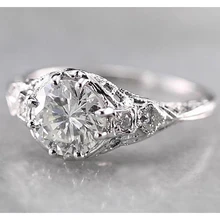 Afbeelding in Gallery-weergave laden, Antieke Stijl Ronde Echt Diamanten Ring 2 Karaat Wit Goud 14K