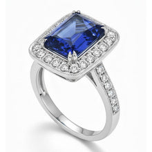 Afbeelding in Gallery-weergave laden, Antieke Stijl IGI GECERTIFICEERDE Diamanten & Sri Lanka Kleur Saffieren Ring 9.50 Karaat Goud 14K