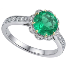 Afbeelding in Gallery-weergave laden, Rond Geslepen Smaragd ring in Bicolor 14K Goud – profielaanzicht