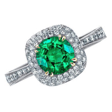 Afbeelding in Gallery-weergave laden, Rond Briljant Smaragd ring in Bicolor 14K Goud – hoofdaanzicht