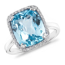 Afbeelding in Gallery-weergave laden, Aquamarijn en Natuurlijke echte diamant ( niet in het laboratorium gekweekt ) 9,50 ct trouwring goud 14K