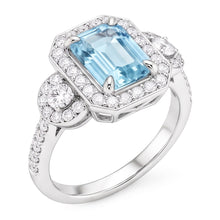 Afbeelding in Gallery-weergave laden, Aquamarijn en Natuurlijke echte diamanten ( niet in een laboratorium gekweekt ) 5,80 ct verjaardag ring nieuw wit goud 14k