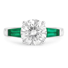 Afbeelding in Gallery-weergave laden, Art Deco Sieraden Nieuwe Antieke Slijpvorm Natuurlijke Echte Diamant (Niet Labgekweekt) Smaragd Ring Goud 14K