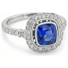 Afbeelding in Gallery-weergave laden, Art Nouveau sieraden Nieuwe Ceylon saffier en Natuurlijke echte diamanten ( niet in een laboratorium gekweekt ) damesring