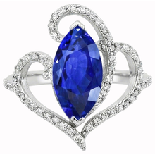 Afbeelding in Gallery-weergave laden, Art Nouveau Sieraden Nieuwe Antieke Stijl Ceylon Saffier Natuurlijke uit de aarde gewonnen Diamanten Ring