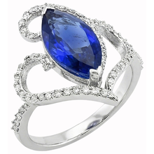 Afbeelding in Gallery-weergave laden, Art Nouveau Sieraden Nieuwe Antieke Stijl Ceylon Saffier Natuurlijke uit de aarde gewonnen Diamanten Ring