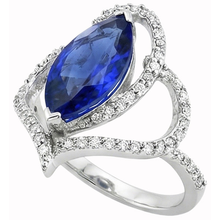 Afbeelding in Gallery-weergave laden, Art Nouveau Sieraden Nieuwe Antieke Stijl Ceylon Saffier Natuurlijke uit de aarde gewonnen Diamanten Ring