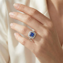 Afbeelding in Gallery-weergave laden, Art Nouveau sieraden Nieuwe Ceylon saffier en Natuurlijke echte diamanten ( niet in een laboratorium gekweekt ) damesring