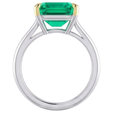 Afbeelding in Gallery-weergave laden, Sieraadsteen Ring Tweekleurig 14K Goud met Smaragd – hoekaanzicht