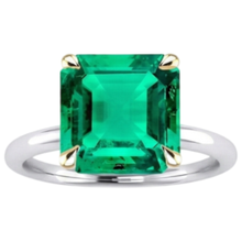 Afbeelding in Gallery-weergave laden, Smaragd Asscher Slijpvorm Sieraadsteen Ring in Tweekleurig 14K Goud – vooraanzicht