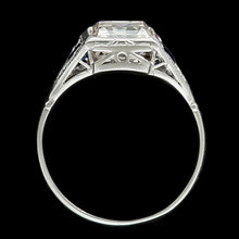 Afbeelding in Gallery-weergave laden, Echte Asscher uit de aarde gewonnen diamanten en trillion Ceylonese saffieren edelsteenring 6.25 karaat