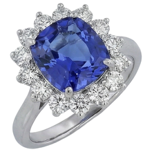 Afbeelding in Gallery-weergave laden, echte asscher tanzaniet 4.50karaat ring close-up detail