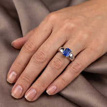 Afbeelding in Gallery-weergave laden, Asscher Solitaire Sapphire Verlovingsring Set 1 karaat witgouden band