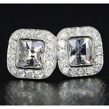 Afbeelding in Gallery-weergave laden, Asscher Echt Diamanten Halo Stud Oorbellen 4 Karaat Witgoud 14K Sieraden