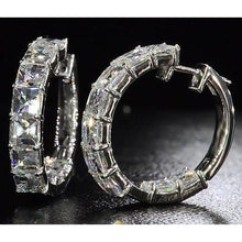 Afbeelding in Gallery-weergave laden, Asscher Geslepen Echt Diamanten Hoepeloorring 5,40 Karaat Witgoud 14K
