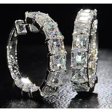 Afbeelding in Gallery-weergave laden, Asscher Geslepen Echt Diamanten Hoepeloorring 5,40 Karaat Witgoud 14K