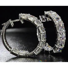 Afbeelding in Gallery-weergave laden, Asscher Geslepen Echt Diamanten Hoepeloorring 5,40 Karaat Witgoud 14K