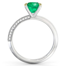 Afbeelding in Gallery-weergave laden, Asscher Groene Smaragd Diamant Ring Milgrain Ontwerp
